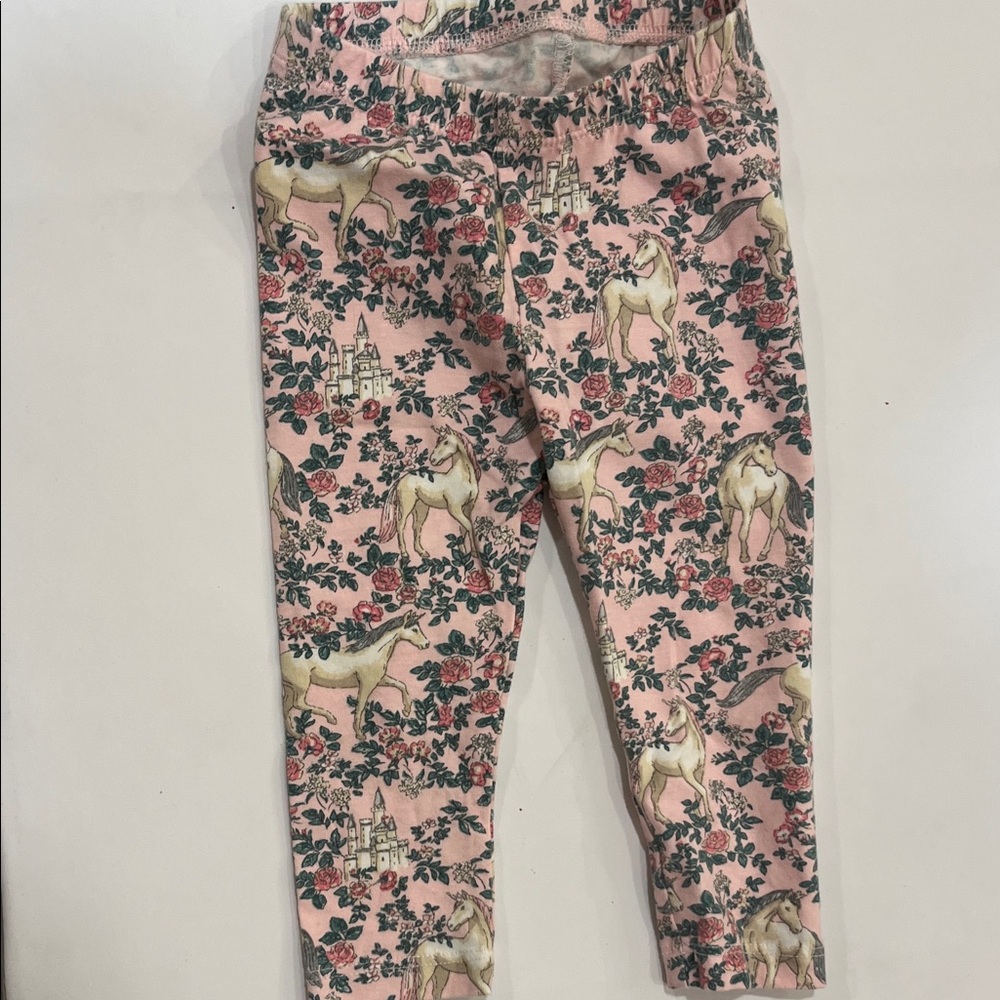 Janie and Jack Pink Unicorn Print Kids Leggings 12 to 18 months